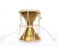 DeKulture Handheld Brass Damroo | Traditional Indian Shiv Percussion Instrument | Handmade Drum | 6x8 Inches