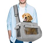 Tarovvoo Dog Carrier Slings- Dog Sling Carrier for Small Dogs Medium Dogs Large Cats, Up to 20lbs, Pet Carrier Sling with Breathable Windows, Hard Bottom, Hand-Free for Outdoor Travel (Grey)