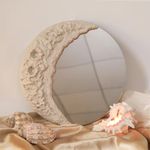 TEIPAI Wall Mirror Decor, 3D Moon Mirror Art for Bedroom/Living Room/Apartment/Nursery/Kid’s Room, Bohemian Moon Wall Hanging Decoration, 11.8x11.8 inch, Mother's Day Housewarming Gift.