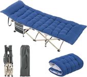 Yaheetech Folding Camping Cot Portable Outdoor Bed for Adults w/Mat & Storage Bag & Carry Bag, Heavy Duty Cots for Outdoor Travel & Office/Home Nap Gray Cot/Blue Pad