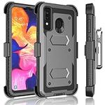 Galaxy A50/A20/A30 Case, A30S/A50S Holster Clip, Tekcoo [Tshell] Shock Absorbing [Built-in Screen] Secure Swivel Locking Belt Full Body Carrying Phone Cover for Samsung A20/A30/A50/A50S/A30S [Gray]