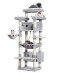 Gitelsnour Cat Tree for Indoor Cats Large Adult, 74" Cat Tower for with 3 Big Platforms, 2 Baskets, 2 Condos, Multi-Level Cat Scratching Posts, Light Gray GCT030W