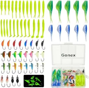 Gonex Ice Fishing Jig Kit Ice Fishing Lure Set for Walleye Perch Panfish Crappie Jigs 62PCS/106PCS