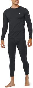 NORTHYARD Thermal Underwear for Men Long Johns Fleece Lined Base Layer Set for Winter Top Bottom with Pockets Black XL