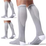 FITRELL 3 Pairs Compression Socks for Women and Men 20-30mmHg-Circulation Support Socks, Grey, Small-Medium