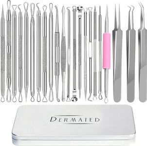 22 Pcs Pimple Popper Tool Kit 410 Stainless Steel Blackhead Remover Tools, Pimple Extractor Tool Kit for Blackheads, Blemish, Comdone, Acne, Zit, and Whiteheads for Face & Nose