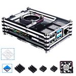 Smraza Case for Raspberry Pi 4 B, Case with Cooling Fan, Heatsinks for Raspberry Pi 4 Model B Pi 4b 8GB/4GB/2GB(RPI 4 Board Not Included) - Black and Clear