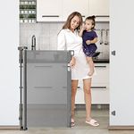 42-Inch Extra Tall Retractable Baby Gates for Doorways 56" Wide Baby Gate Tall Retractable Dog Gate Indoor Outdoor Extra Tall Pet Gate Adjustable Tall Dog Gate for Stairs Dog Gates for the House, Grey