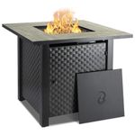 Camplux Propane Fire Pit Table, 30 Inch Outdoor Gas Fire Pit with Lid, Lava Rocks, Ceramic Tabletop, 50,000 BTU Adjustable Flame, Auto Ignition, Square Fire Table