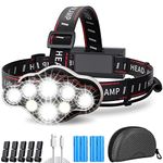 Head Torch Rechargeable,Upgraded Super Bright 18000 Lumens Headtorch 8 Light Modes Usb Rechargeable Head Torch IPX4 Waterproof,Hands-Free Flashlight For Kids & Adults,Power Cuts,Emergency,Camping