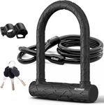 Heavy Duty Bike U Lock - Super Strong 12 Ton Shear, 20mm U Shape Lock Anti-Theft Silicone Covered Keyhole with Sliding Cover 4ft Steel Cable with Mounting Bracket and 3 Keys (S)