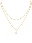 Vembley Women Lovely Gold Plated Double Layered Pearl Drop Pendant Necklace