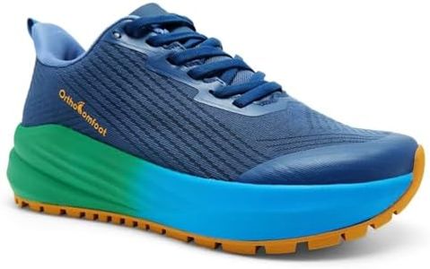 Men's Orthopedic Wide Breathable Sports Shoes: Plantar Fasciitis Heel Spur Orthotic Hiking Sneakers, Arch Support Comfortable Trekking Athletic Standing Slip On Walking Shoes Dark Blue Size 11