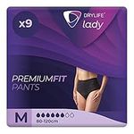 Drylife Lady Discreet Premium Fit Incontinence Pants for Bladder Weakness - Fast Absorption Core, Anti-Leak Barriers, Odour Control, Feminine Style for Women - Medium (Pack of 9)