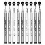 APOGO Black Fineliner Pens Art Pens Fineliners Black Pens Drawing Pens for Artists, Art Supplies Stationary Supplies Writing Pens, Micro Liner Pens for Manga Ketch Book Anime Technical illustration