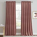 RYB HOME Mauve Velvet Curtains 84 inch Length Room Darkening Large Window Covering Silk Hand Feel Privacy Velvet Vertical Shade for Nursery Playroom Bedroom, W52 x L84 inches,Wild Rose Pink, 2 Panels