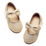 Felix & Flora Bear Mall Girls' Shoes Girl's Ballerina Flat Shoes Mary Jane Dress Shoes (Little/Toddler Girls Shoes/Big Kids)(5 Toddler, Glitter Gold)