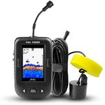 GOYOJO Sonar Fish Finder for Boats Portable Depth Finders 100M, with Fish Size, Water Temperature, Bottom Contour, LCD Display for Kayaks and Boats on Shore Ice Fishing Fish Finder (Color Screen)