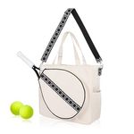 Mini Momo Tennis Bag Racket Tote Sports Racquet - Bags for Women, Unisex Badminton, Squash Case Stripe Shoulder Strap, Pickleball (Geometric Black)