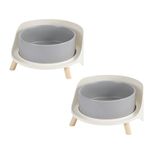 Dog Bowls for Large Dogs - Elevated Dog Food and Water Bowl Set - Double Ceramic Dog Feeding Bowls with Stand - Raised Dog Dish Set - Heavy Big Dog Dishes - 2 Pack - Each Holds 7.6 Cups (60 fl oz)