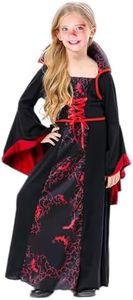 LKOIVNED Costume Halloween Ragazza Gothic Princess, Victorian Queen Costume Vampira Bambina, Medievale Vestito Vampiro Bambino per Halloween Dress Up Party Giochi di Ruolo Cosplay (120)