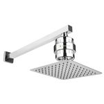 RiverSoft Combo Rain-Shower Set, 8 Inch x 8 Inch rain shower with shower arm 18 inch and SF-15 Shower filter for hard water | Water softener for bathroom (SS304, ABS, Chrome)