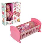 HTI BabyBoo Jungle Lullaby Cot | Rocking Crib With Dolly Included | Rock Bed Dolls Furniture | Pretend Doll Furniture Accessories | Dolly Toys & Accessories | 3+