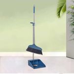 jecrina Broom and Dust pan with Extendable Long Handle, Upright and Lightweight Household Cleaning Combo for Home Kitchen Room Office Lobby