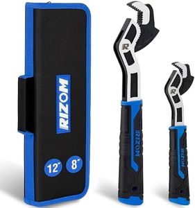 Rizom Self Adjusting Wrench, 8” and 12” Pipe Wrench, 2-Piece Self Adjustable Wrench Set with 3/8 to 1-3/4 inch Jaw Open