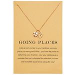 Zealmer Dainty 18K Gold Plated Compass World Map Pendant Necklace Graduation Gift for Friends, Metal, not-applicable