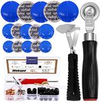 Wokape 70Pcs Tire Patch Kit Heavy Duty, Tire Roller, Liner Scraper, Rubber Repair Patches, Valve Core Removal Tool with Tire Valve Caps, Valve Core, 4-Way Valve Tool and Valve Core Wrench