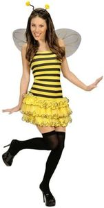 Prytgnsor Women Halloween Bee Costume Set Sleeveless Bumble Bee Cosplay Costume Theme Party Fancy Honeybee Queen Dress Set (B-02, S)