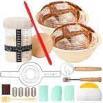 Sourdough Bread Baking Supplies, Bread Proofing Basket Making Supplies Tool, set of 2 9inch Round Bread Proofing Basket, 1000ml Sourdough Starter Jar