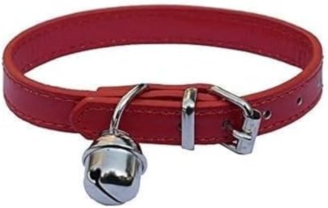 Red Leather Pet collars for Cats,Baby Puppy Dog,Adjustable 8"-10.5" Kitten Collar with Bell