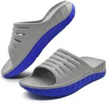 GPOS Mens Sport Recovery Sandals Plantar Fasciitis Thick Cushion Slides Sandals Lightweight Comfort Orthotic Open Toe Slippers Grey Blue Size 7