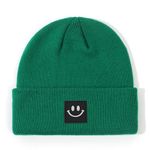 MECOCO Toddler Beanie for Boys Girls Infant Kids Baby Winter Hat Smiley Face Warm Baby Hats Toque 0-6 Years (Dark Green, 0-24 Months)