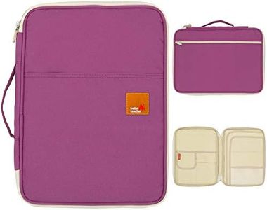 mygreen Multi-functional A4 Document Bags Portfolio Organizer-Waterproof Travel Pouch Zippered Case for Ipads, Notebooks, Pens, Documents (Purple)