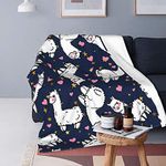 Bomugtee Alpaca Llama Super Soft Throw Blanket for Bed Couch Sofa Lightweight Travelling Camping Throw for Kids Adult 50"x 60"