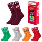 Coca-Cola Novelty Socks for Adults and Teenagers - Soft, Comfy Calf Length Socks Multipack, Funny Socks - Christmas Gifts (Multi 5 Pack, 7/12 UK)