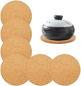 Enkrio 6 Pack Round Cork Trivets 0.4" Thick Round Cork Trivet Heat Trivet Mat for Hot Pot Pan Kettle Dishes Plants