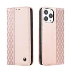 TOHULLE Case for iPhone 11, Premium PU Leather Wallet Case Card Holder Kickstand Built-in Magnet Shockproof Plaid Pattern Flip Folio Phone Case Cover for iPhone 11 - Rose Gold