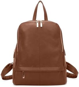 Woodland Leathers Women's Fashion Small Backpack, Womens Backpack With Anti Theft Zipper, Waterproof Faux Leather Back Pack Womens, 13" Tablet And Laptop Fashion Backpacks For Women, Brown, H35cm x