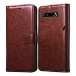 Casotec Flip Cover for Asus ROG Phone 3 | Premium Leather Finish | Inbuilt Pockets & Stand | Flip Case for Asus ROG Phone 3 (Brown)