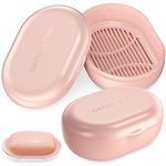 2Pack Bar Soap Holder, Portable Soap Case with Lid, Leakproof Soap Box, Travel Soap Container, Plastic Soap Dish, Best for Camping, Outdoor, Bathroom, Shower Gym, Hiking Traveling (Pink+Pink)