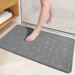 COLOR&GEOMETRY Rubber Backed Bath Mat 50 x 80 cm, Non Slip Thin Bathroom Mat Quick Dry, Machine Washable, Absorbent Bath Mats for Bathroom, Tub and Shower - Grey