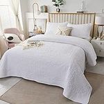 Brandream White Quilts King Size Cotton Matelasse Bedding Set Luxury Bedspread Farmhouse Coverlet Set 3-Piece