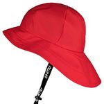 AWHA Souwester, Rain Hat - Waterproof Cap with Wide Brim and Earflaps, Red, One Size