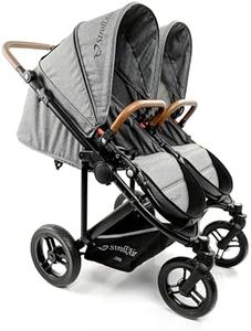 StrollAir TWIN WAY: Side by Side Twin Double Stroller - Perfect for twins and Toddler and Newborn; Independently Reversible Seats, Large Canopy; Lightweight All Terrain, Adjustable Baby Carrier - Five Point Harness, Lockable Swivel Wheels, Luxurious Design