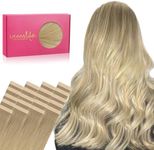 WENNALIFE Tape in Hair Extensions Human Hair, 20pcs 50g 16 inch Balayage Dirty Blonde to White Blonde Remy Hair Extensions Straight Human Hair Tape in Extensions Skin Weft Tape Extensions Human Hair