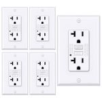 [5 Pack] BESTTEN GFCI Receptacle Tamper-Resistant Outlets (20Amp 125Volt), LED Indicator, 2 Types Wall Plates and Screws Included, ETL Certified, White